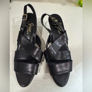 Black Strappy Sandals leather Made in Italy size 10AA